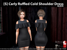 [S] Carly Ruffled Cold Shoulder Dress Black
