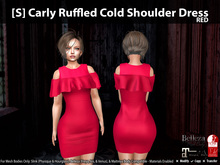 [S] Carly Ruffled Cold Shoulder Dress Red