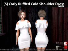 [S] Carly Ruffled Cold Shoulder Dress White