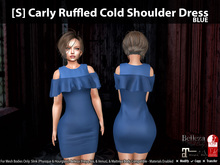 [S] Carly Ruffled Cold Shoulder Dress Blue
