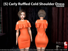 [S] Carly Ruffled Cold Shoulder Dress Orange