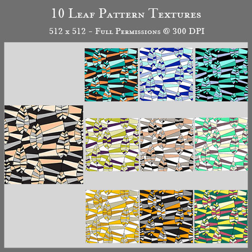 Leaf Pattern Textures - 10 pcs - Full perms
