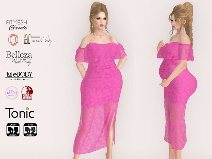 Lovers : Maternity : Long Lace Dress : Pink