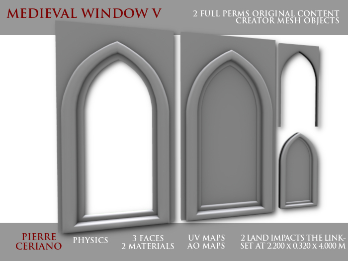Medieval window 5 - 2 LI - 2 FULL PERMS Meshes