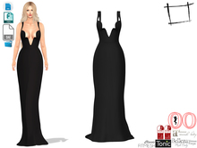 Dae Obj FBX Women's Deep Cleavage Backless Long Black Dress Gown Slink, Maitreya, Belleza, Tonic