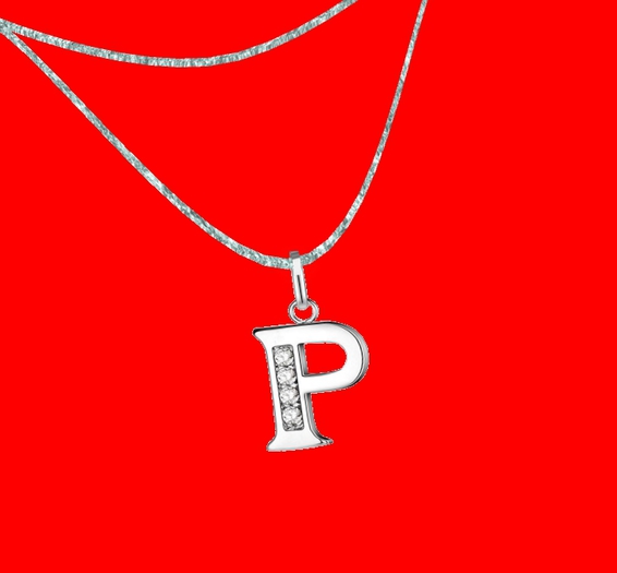 Silver P Necklace