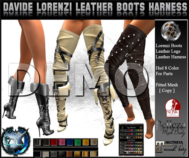 ☾ⅅⅅ☽ DAVIDE LORENZI LEATHER BOOTS HARNESS ★ [ DEMO ]