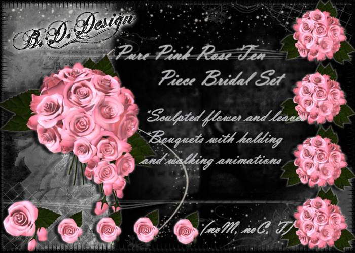 .::B.D.Design::. Pure Pink Rose Bridal Set full