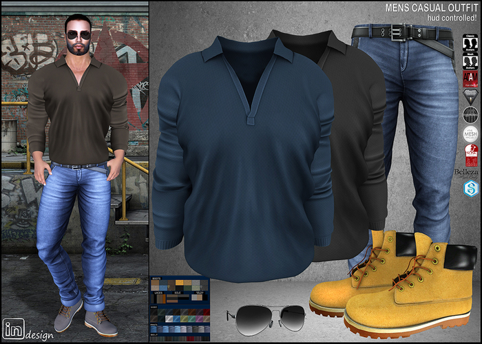 :IN DESIGN:Men's Casual Outfit .: HUD Controlled: