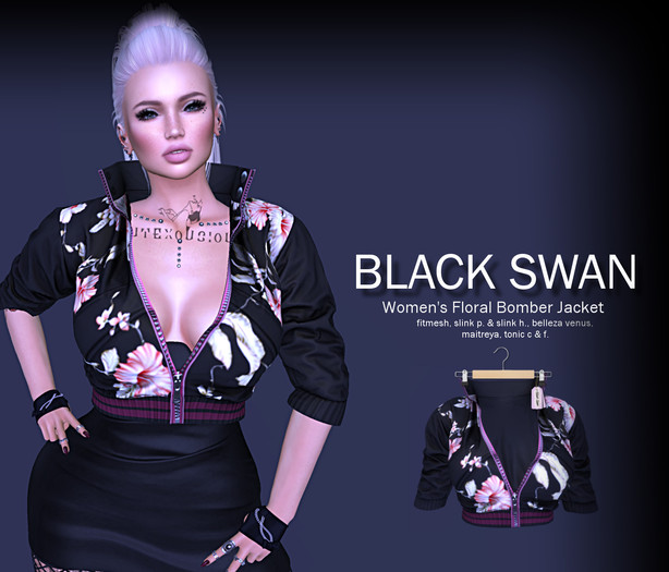 ! Black Swan ! Floral Bomber - Fatpack