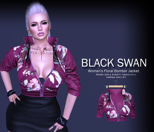 ! Black Swan ! Floral Bomber - berry