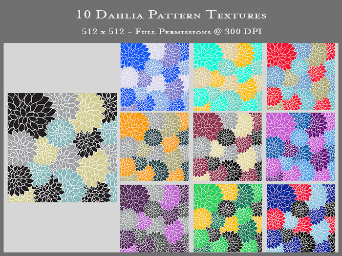 Dahlia Pattern Textures - 10 pcs - Full Perms