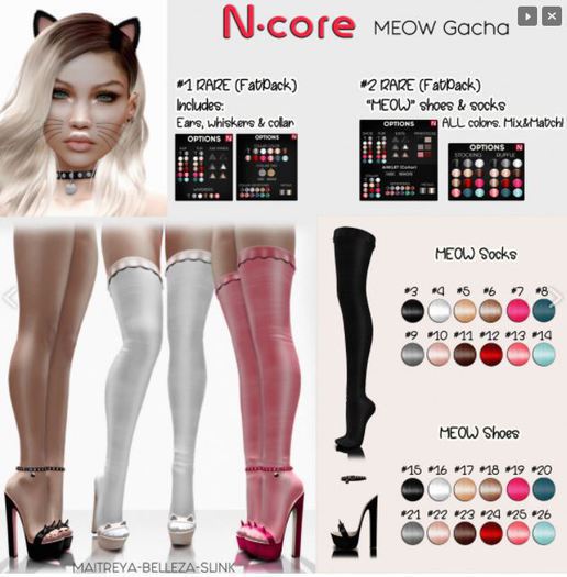 7.N-core MEOW Socks FUCHSIA
