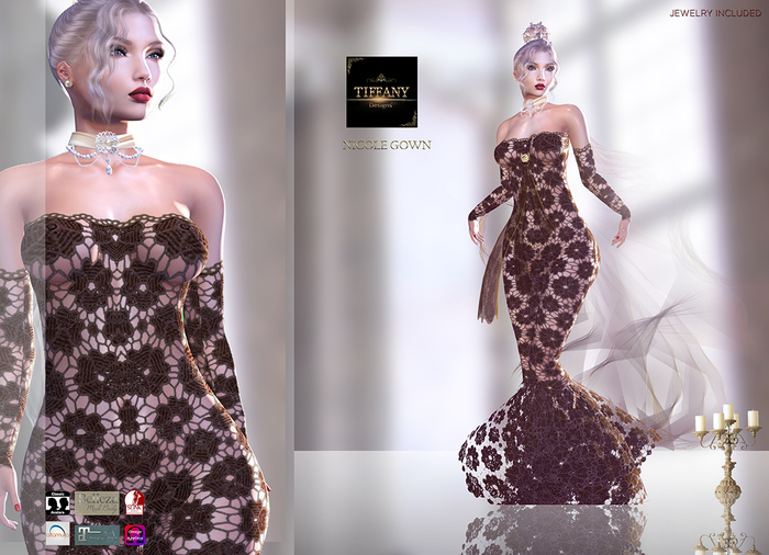 ::TD:: Nicole Gown with Appliers ~ Brown