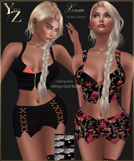 YELIZ MESH "XENIA" TOP and SHORTY with HUD -DEMO-