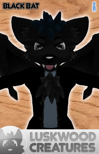 Luskwood Black Bat Avatar - Male - Complete Halloween Furry Avatar