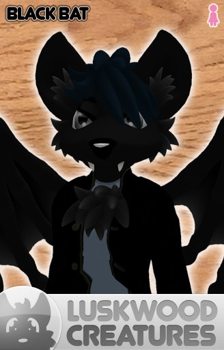 Luskwood Black Bat Avatar - Female - Complete Halloween Furry Avatar