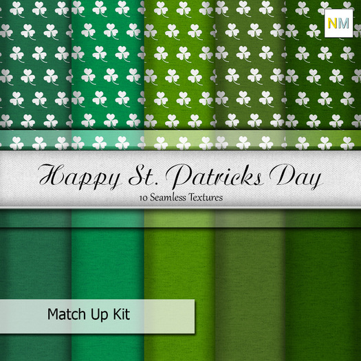 Happy StPatricks Day MatchUp Kit 10 Seamless Fabric Textures NM
