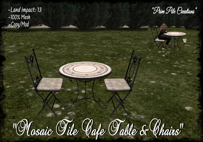 ~PPC~ Mosiac Tile Cafe Table & Chairs BOXED