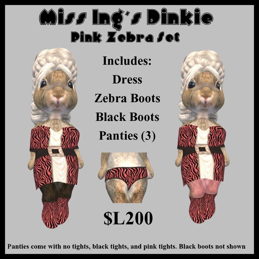 Miss Ing's Dinkie Pink Zebra Dress Set Boxed