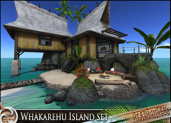 HeadHunter's Island - Whakarehu Island set - 255+ multianimations - MESH  (campfire/shower/bedroom) FULLY FURNISHED