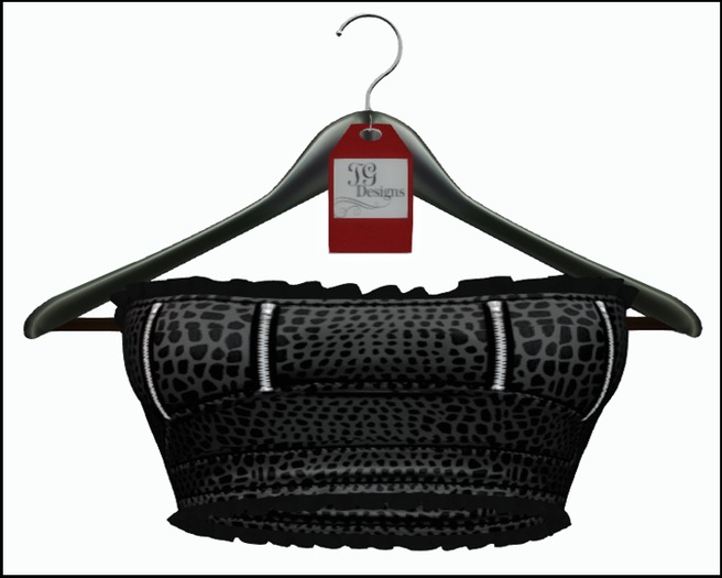 TG Ruffle Zipper Leopard Black Top