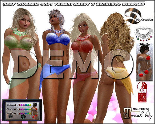☾ⅅⅅ☽ Sexy Lingerie Soft Transparent & Necklace Diamonds [ DEMO ]