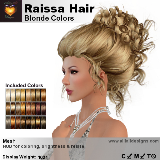 A&A Raissa Hair Blonde Colors V2, elegant curly updo, low complexity