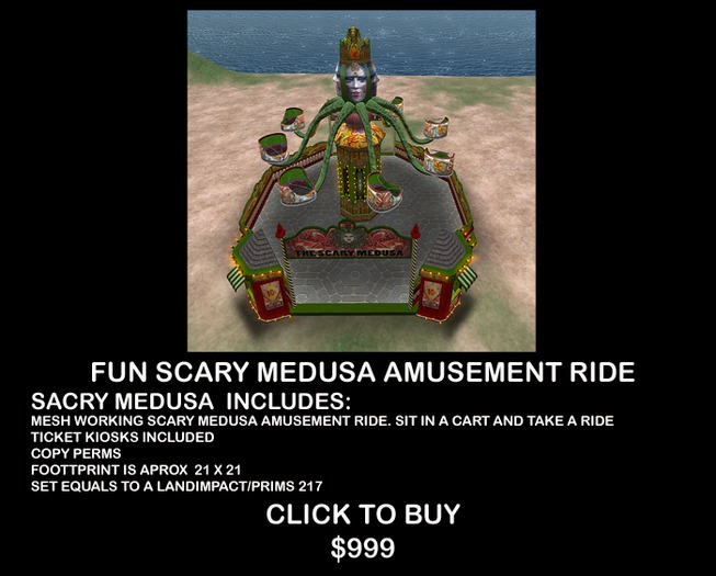 Very Detailed Working Scary Medusa Amusement Ride
