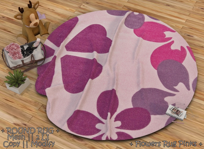 || When I'm Bored || Round Mesh Rug || Flowers Rug Pinks || 2 LI