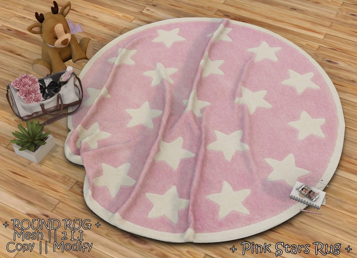 Second Life Marketplace When I'm Bored Round Mesh Rug Pink