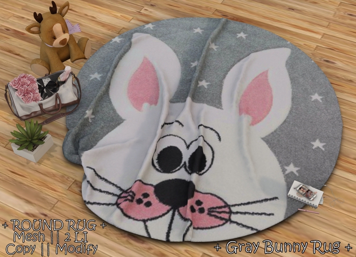 WIB - Round Mesh Rug - Gray Bunny Rug