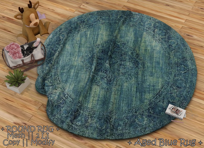 || When I'm Bored || Round Mesh Rug || Aged Blue Rug || 2 LI