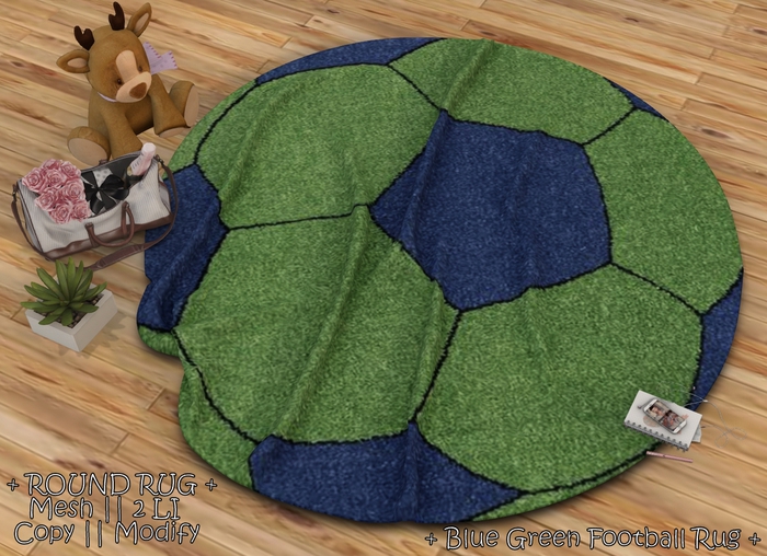 WIB - Round Mesh Rug - Blue Green Football Rug