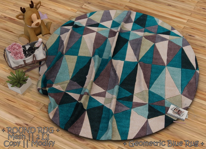 || When I'm Bored || Round Mesh Rug || Geometric Blue Rug || 2 LI