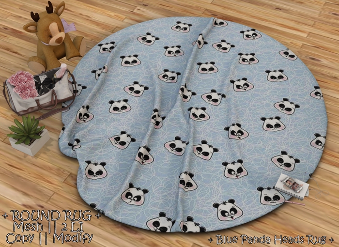 || When I'm Bored || Round Mesh Rug || Blue Panda Heads Rug || 2 LI 
