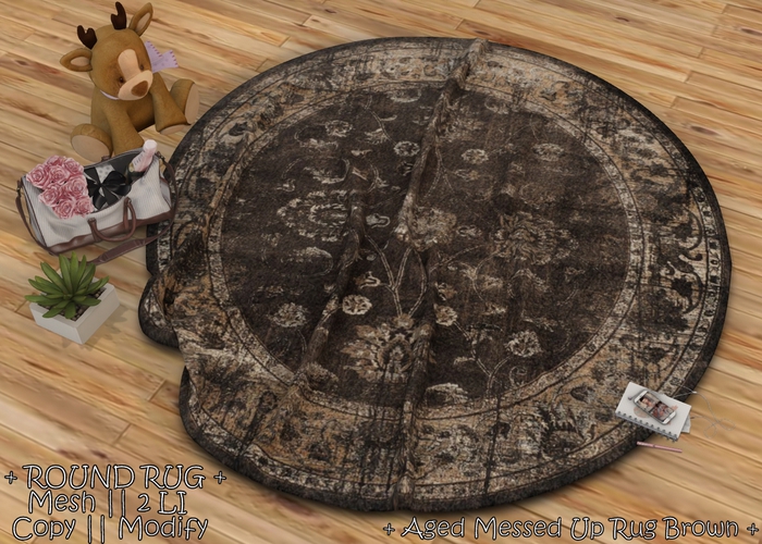 WIB - Round Mesh Rug - Aged Messed Up Rug Brown
