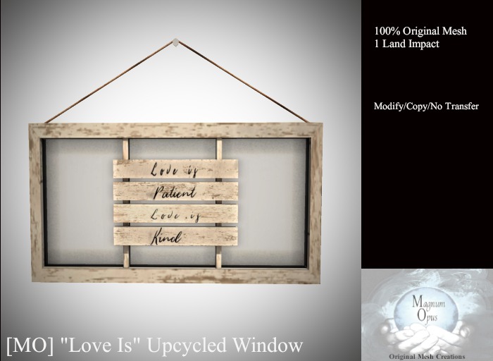 [MO] "Love Is" Upcycled Window (Boxed)