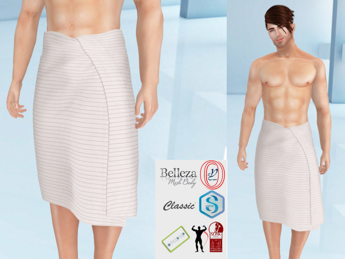 Lovers : Towel : Men's Wrapped around towel : Striped WhiteGrey