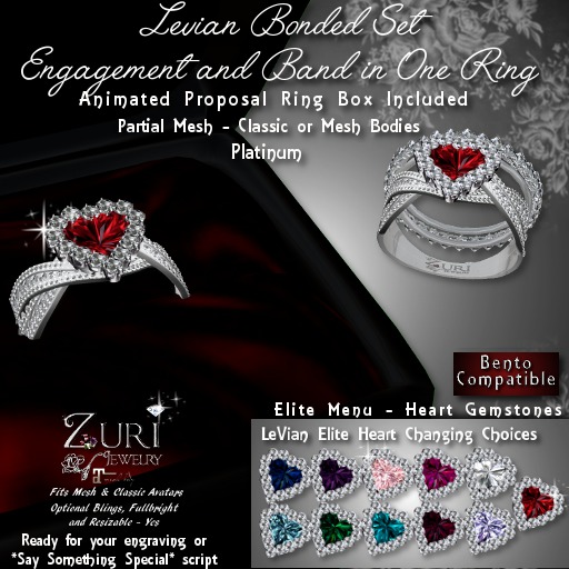 CMP Zuri's LeVian Heart Bonded W/Elite Heart Stone/Plat-Bento