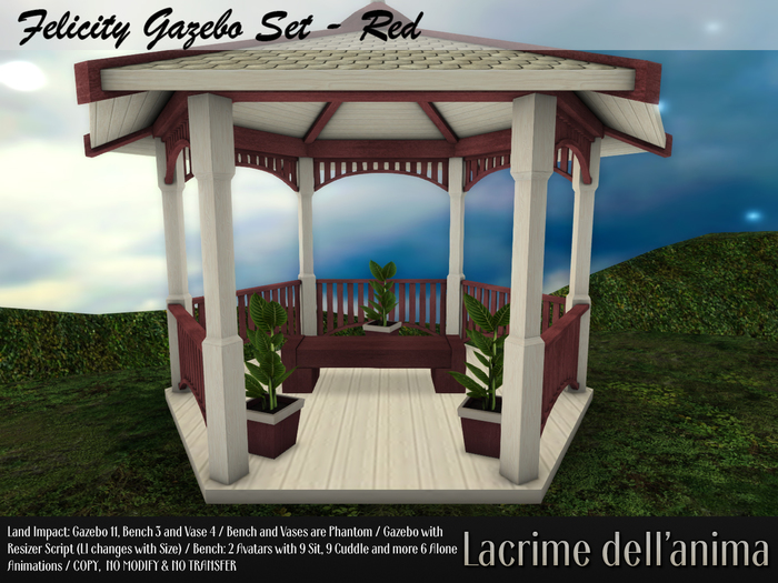 (BOX) Felicity Wood Gazebo Set - Red