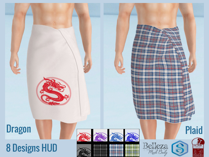 Lovers : Towel : Men's Towel : Dragon and Plaid : 8 textures