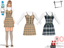 Dae Obj FBX Women's Pleated Skirt Straps Mini Dress With Long Sleeve Tshirt Under Slink, Maitreya