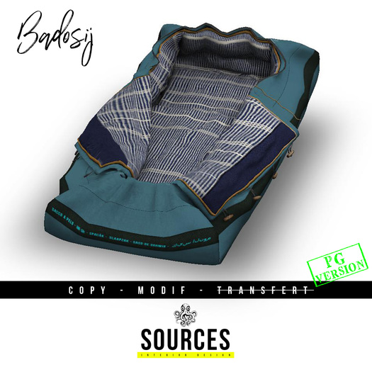 "BADOSIJ" Sleeping Bag for Single/Couple BLUE by "Sources" (5 Inner Textures Incl.) PG - MESH - AddMe - PROPS - Copy