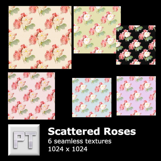 Scattered Roses Fabric, Seamless, Full Perm Textures