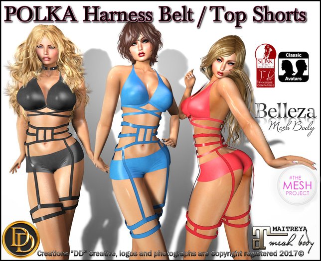 "DD" POLKA HARNESS BELT / TOP SHORTS