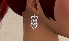 TM Silver and Crystal Tri-Hooked Hearts Earrings