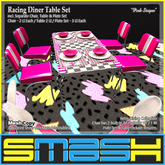SMASH - Racing Diner Table Set (Pink Stripes) BOXED