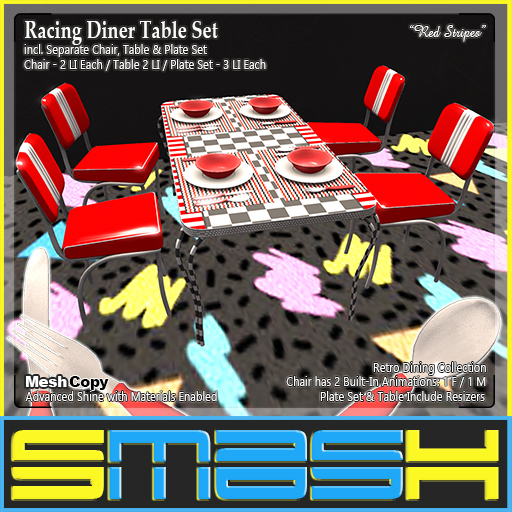 SMASH - Racing Diner Table Set (Red Stripes)