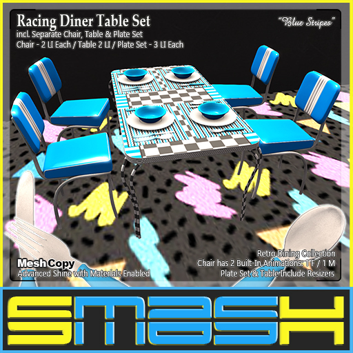 SMASH - Racing Diner Table Set (Blue Stripes)